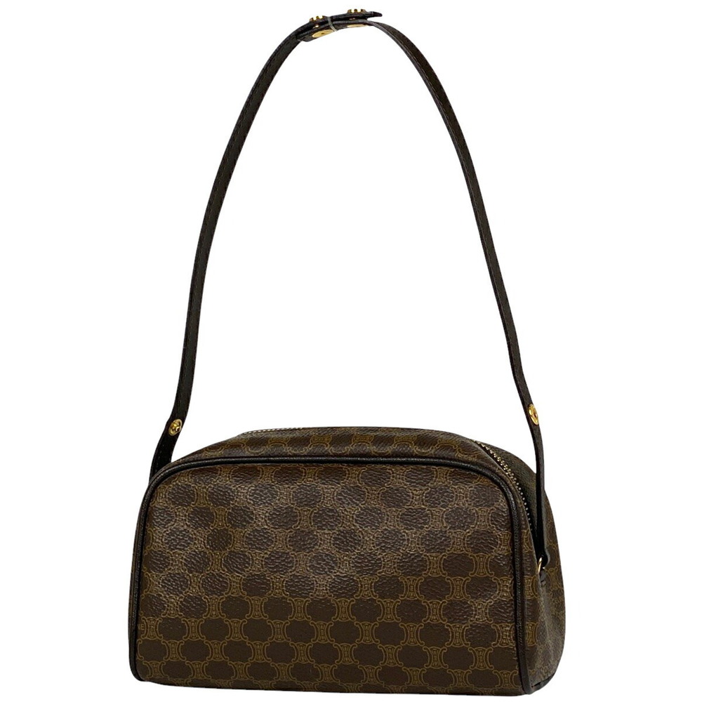 Celine Macadam Handbag Makeup Cosmetics Accessory Clutch Canvas Brown